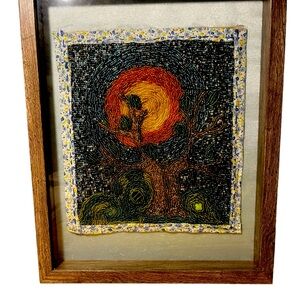 Framed Hand-crafted Bead embroidered tapestry